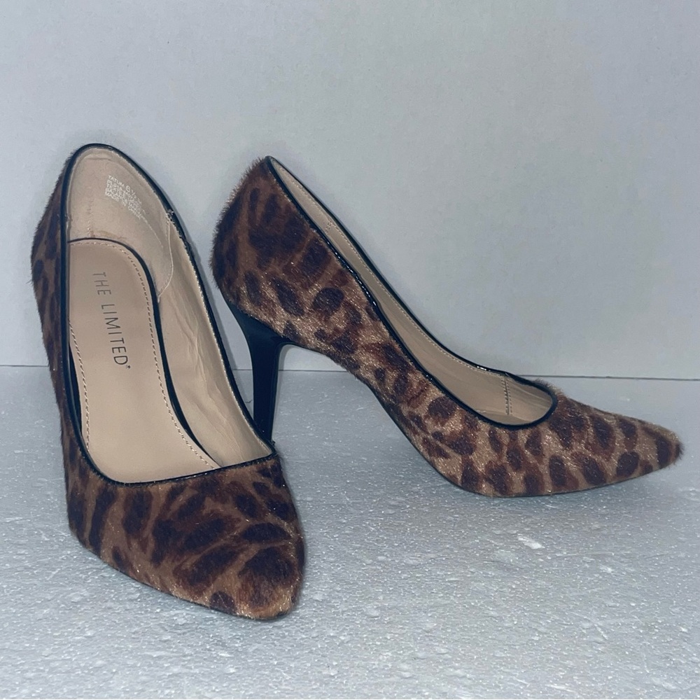 The Limited Brown Stiletto Leopard Faux Fur Heels